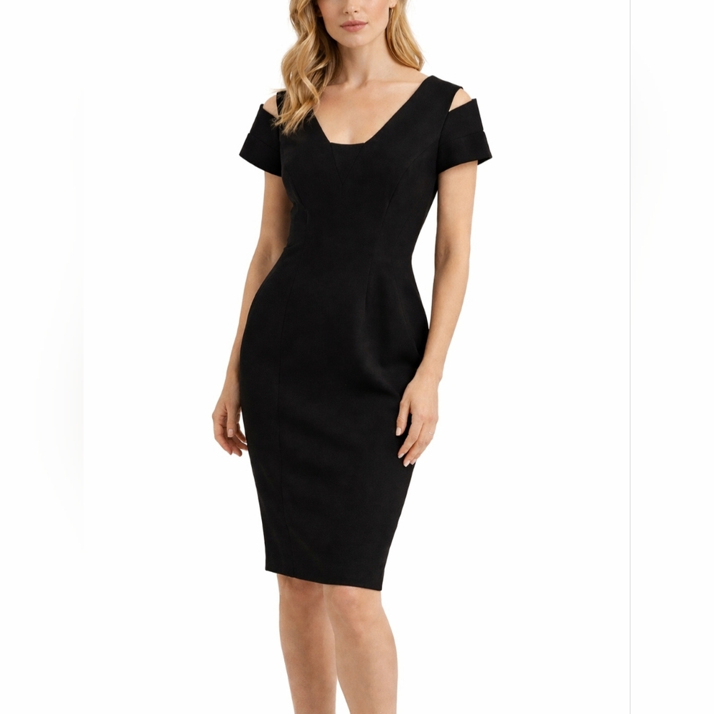 Roland Mouret Elegant‎ Black Off-Shoulder Midi Dress